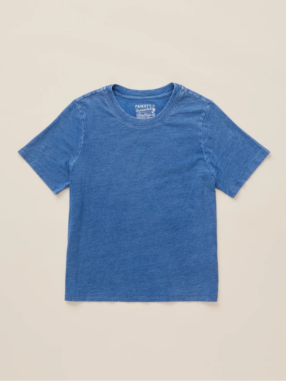 Faherty Sunwashed Regenerative Tee Women XS Medium Indigo Wash